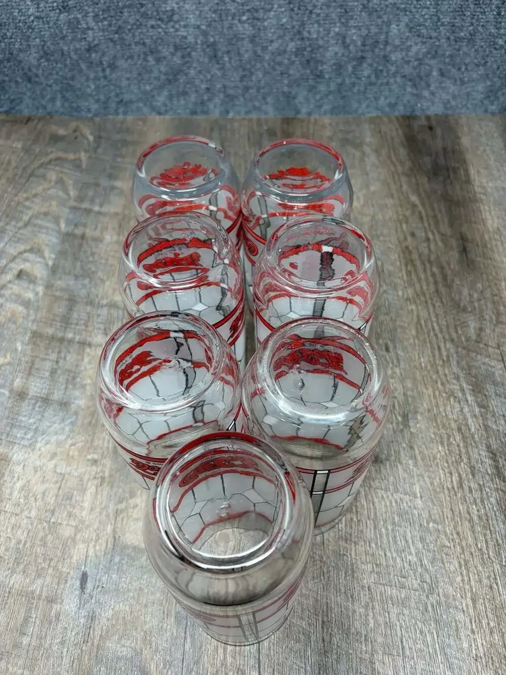 Vintage Coca-Cola Frosted Stained Glass Tiffany Style Drinking Glasses Set of 7